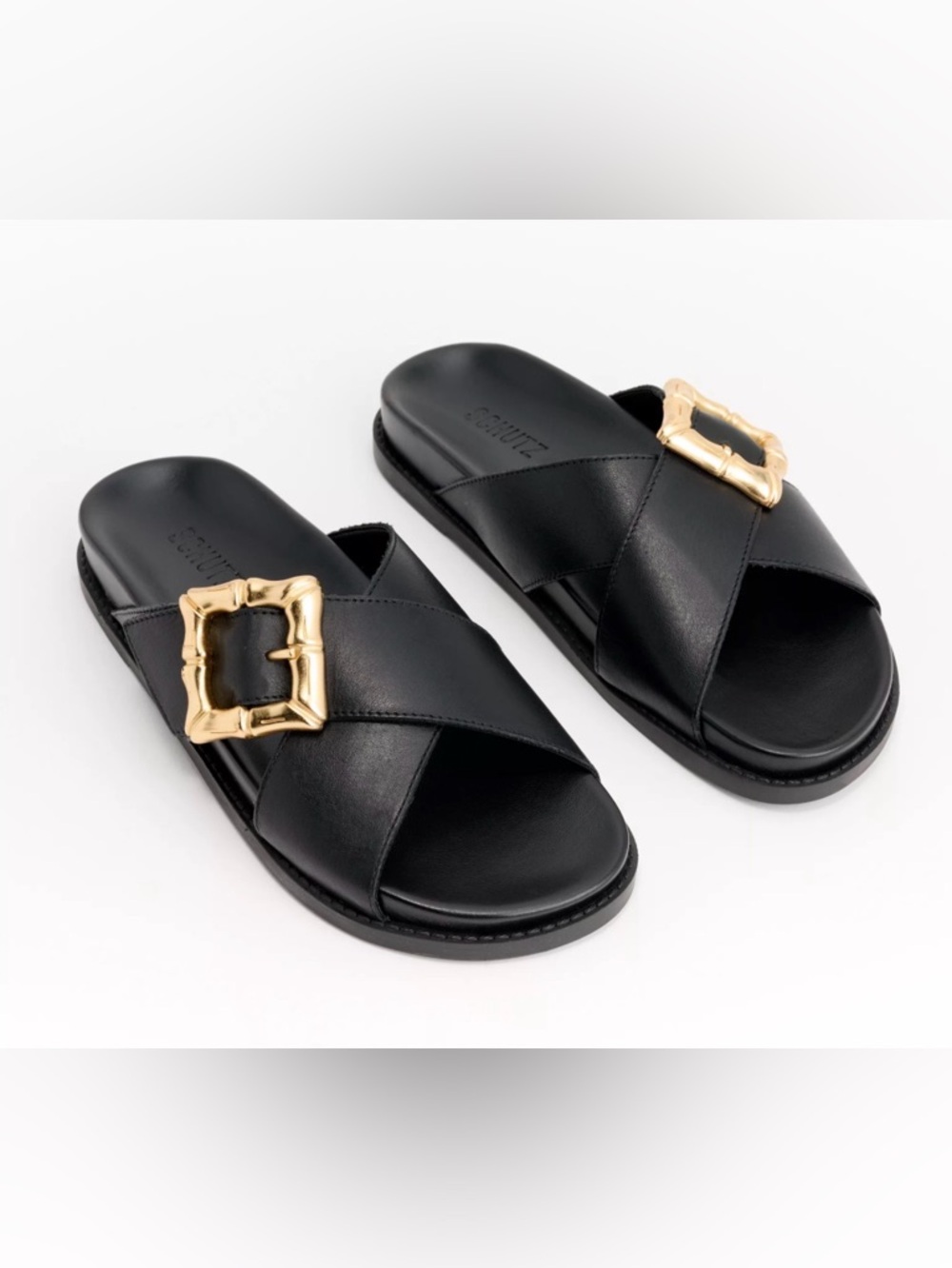 Schutz Leather Crossband Sandals